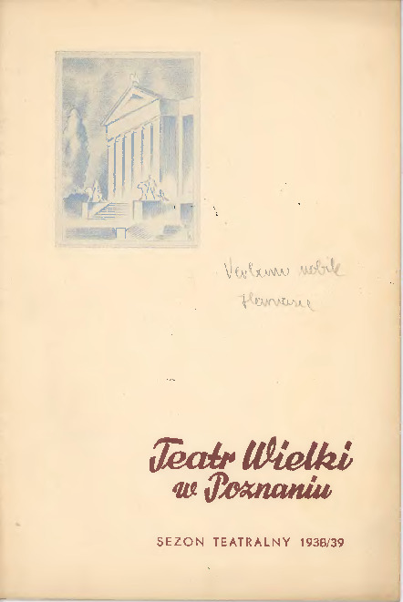 Biuletyn Teatru Wielkiego w Poznaniu 1938/1939, nr 1