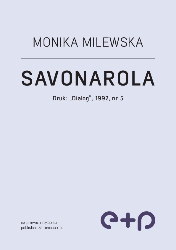 Savonarola : Dramat w jednym akcie