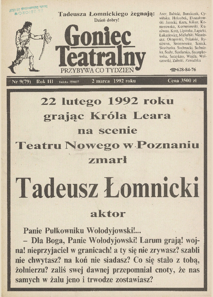 Goniec Teatralny, 1992, R. 3, nr 9